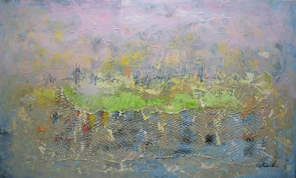 제목이 "Morning on the Sea"인 미술작품 Oksana Veber로, 원작, 기름 나무 들것 프레임에 장착됨