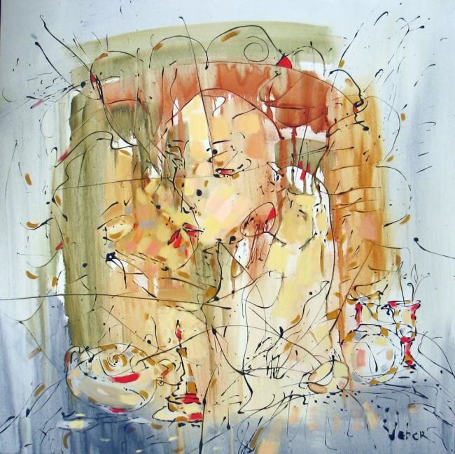 Painting titled "Kiss" by Oksana Veber, Original Artwork
