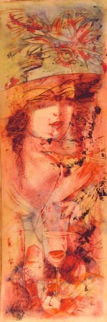 Painting titled "Golden Hour" by Oksana Veber, Original Artwork, Oil Mounted on Cardboard