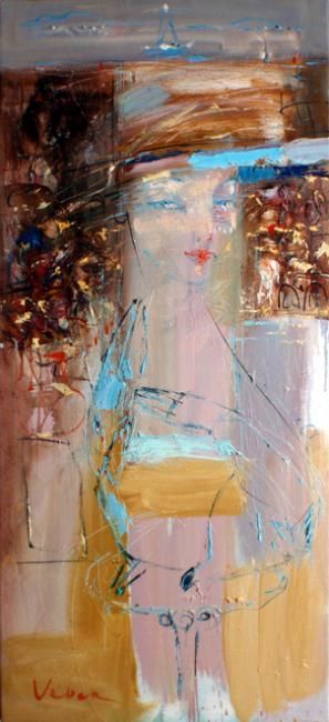 Painting titled "Spring is coming" by Oksana Veber, Original Artwork, Oil Mounted on Wood Stretcher frame