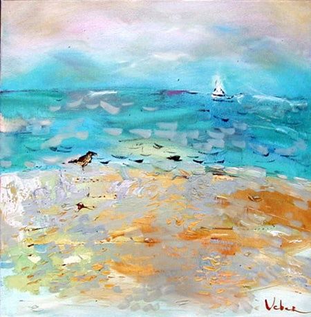 Malarstwo zatytułowany „Dream about the sea…” autorstwa Oksana Veber, Oryginalna praca, Olej Zamontowany na Drewniana rama n…