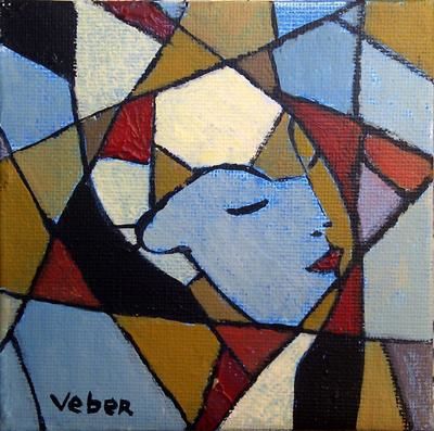Malerei mit dem Titel "Portrait reflection" von Oksana Veber, Original-Kunstwerk, Öl