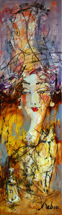 Картина под названием "Golden evening" - Oksana Veber, Подлинное произведение искусства, Масло Установлен на Деревянная рама…