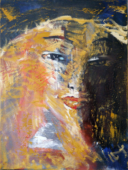 Painting titled "In the evening light" by Oksana Veber, Original Artwork, Oil Mounted on Wood Stretcher frame
