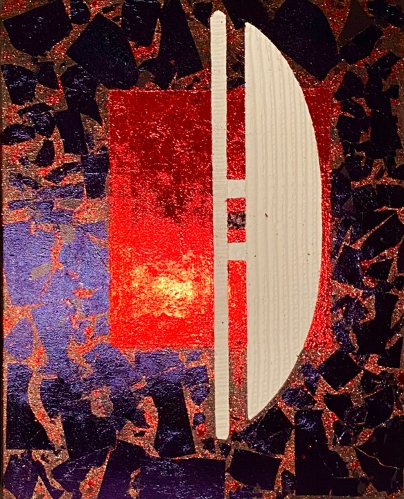 Painting titled "the magic of red" by Oksana Vulala, Original Artwork, Acrylic Mounted on Wood Panel