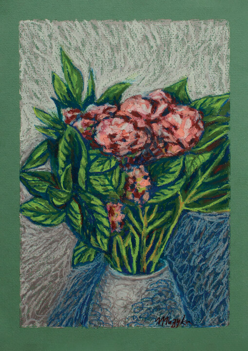 Desenho intitulada "Hydrangea in the su…" por Oksana Muzyka, Obras de arte originais, Pastel
