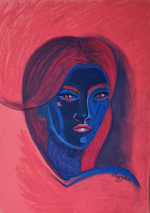 Dibujo titulada "Demon in women body" por Oksana Muzyka, Obra de arte original, Pastel