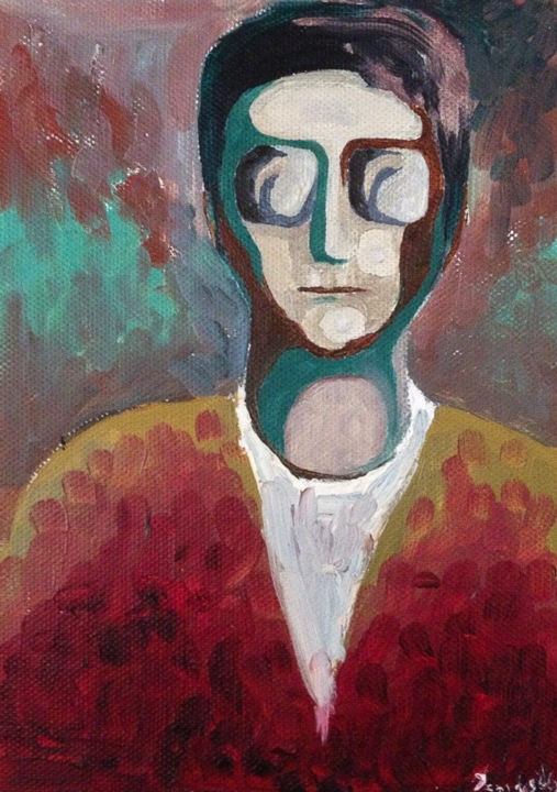 Malerei mit dem Titel "Father's portrait" von Oksana Demidova, Original-Kunstwerk, Öl