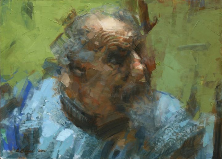 Painting titled "Portrait of old man" by Eugene Segal, Original Artwork, Oil