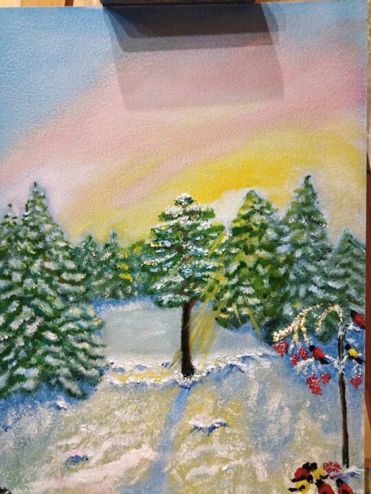 Картина под названием "Зимний восход" - Ольга Черникина (Чон), Подлинное произведение искусства, Масло