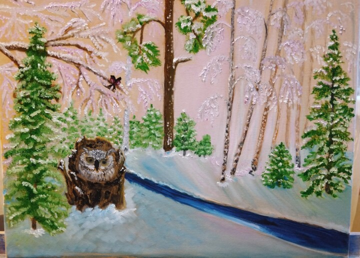 Картина под названием "Морозное утро" - Ольга Черникина (Чон), Подлинное произведение искусства, Масло