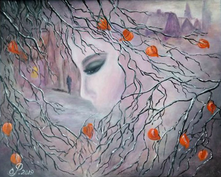 Pintura intitulada ""Ноябрьский блюз"" por Olga Rostovtseva, Obras de arte originais, Acrílico Montado em Cartão
