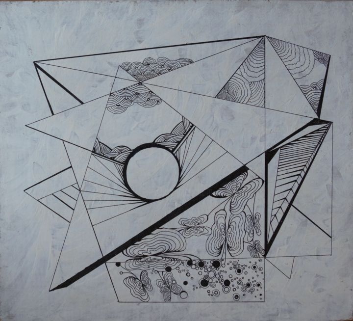 Рисунок под названием "The sun in the sky" - Olga Emelianova, Подлинное произведение искусства, Гелевая ручка