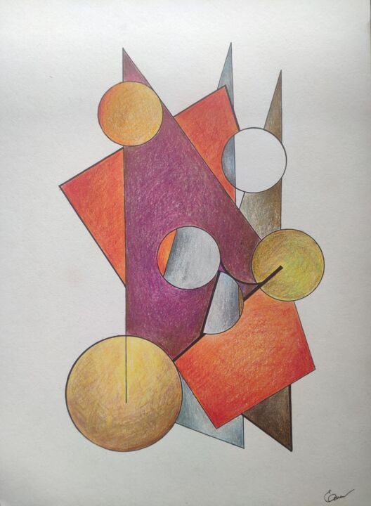 Рисунок под названием "Three triangles" - Olga Emelianova, Подлинное произведение искусства, Карандаш