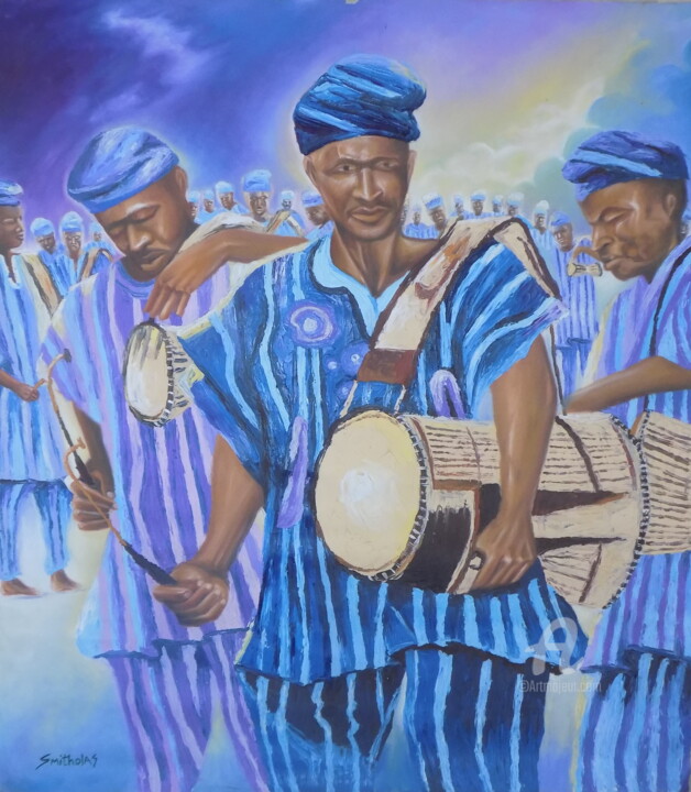 Painting titled "drummer-2.jpg" by Olaoluwa Smith, Original Artwork, Oil
