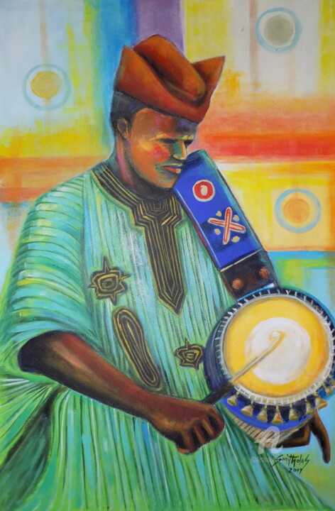 Pittura intitolato "drummer.jpg" da Olaoluwa Smith, Opera d'arte originale, Acrilico