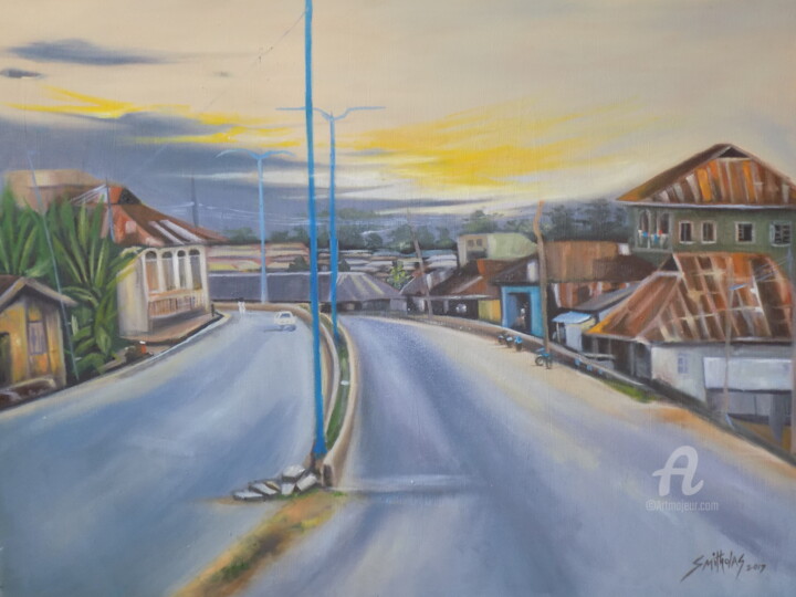 Painting titled "oshogbo-village-2.j…" by Olaoluwa Smith, Original Artwork, Acrylic