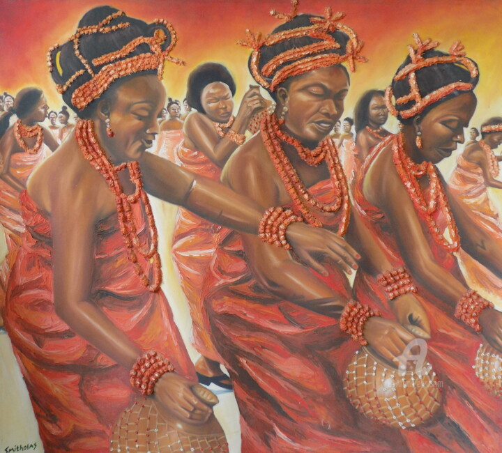 Painting titled "The uho Dance" by Olaoluwa Smith, Original Artwork, Acrylic