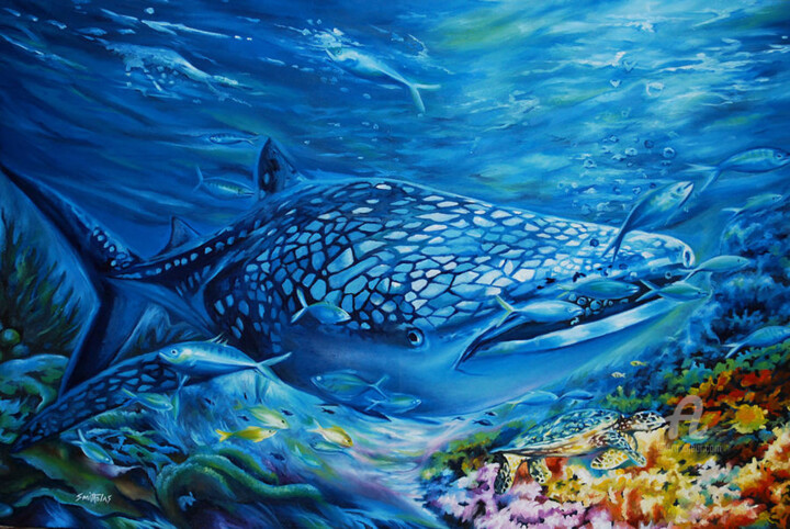 Painting titled "Life Undersea" by Olaoluwa Smith, Original Artwork, Oil