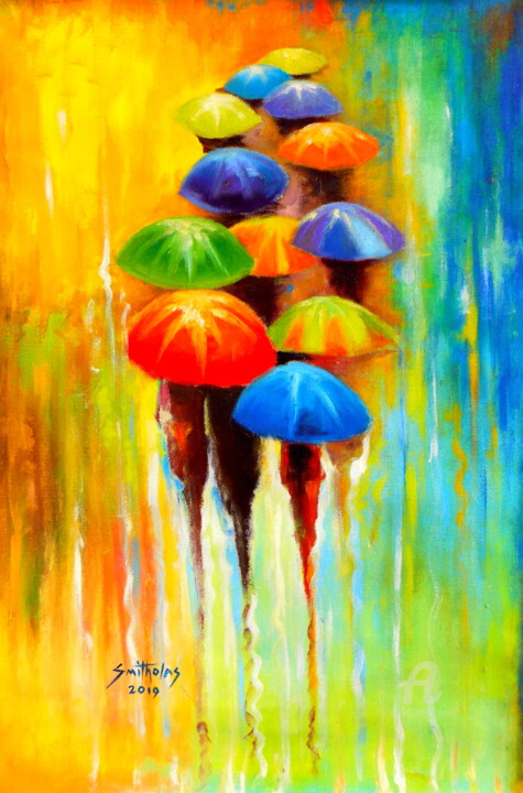 Peinture intitulée "Umbrella Series" par Olaoluwa Smith, Œuvre d'art originale, Acrylique