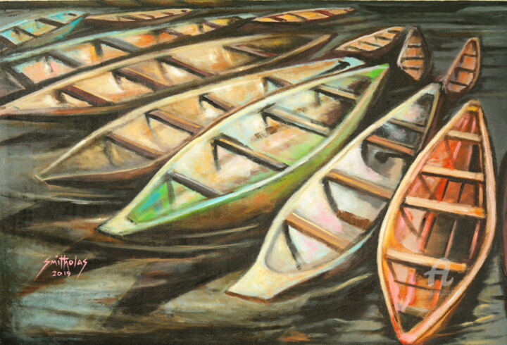 Painting titled "Canoe Series" by Olaoluwa Smith, Original Artwork, Acrylic