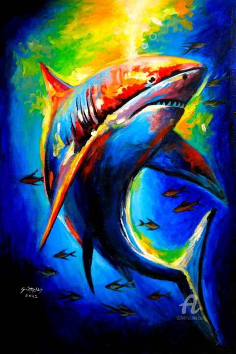 Painting titled "Under sea Adventures" by Olaoluwa Smith, Original Artwork, Acrylic