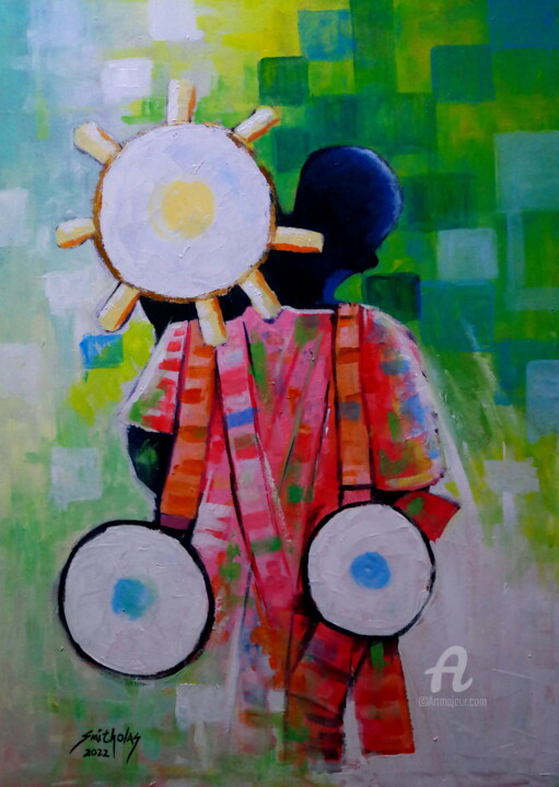 Painting titled "Drummer Boy" by Olaoluwa Smith, Original Artwork, Acrylic