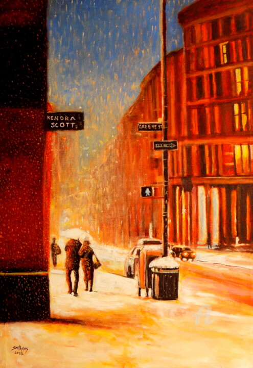 Painting titled "Winter in Newyork" by Olaoluwa Smith, Original Artwork, Acrylic