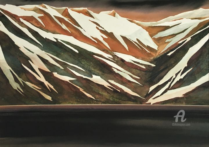 Painting titled "Last snow now" by Aleksandra Stankevic-Diakun, Original Artwork, Watercolor