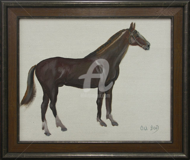 Painting titled "Horse by Olavi Uusi…" by Olavi Uusitalo, Original Artwork, Oil