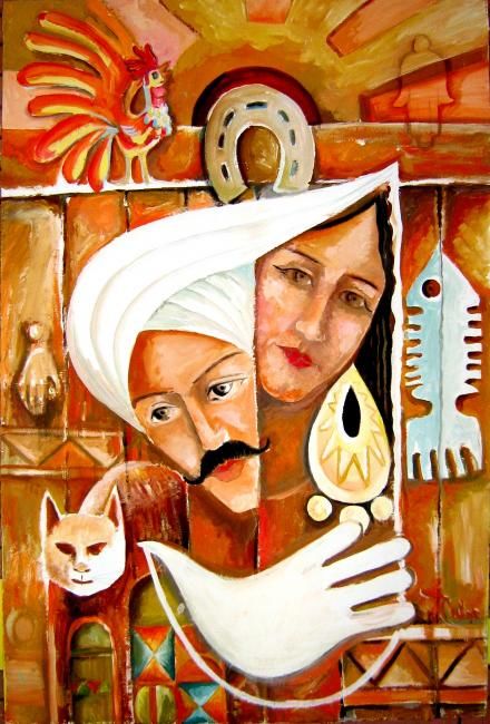 Картина под названием "The wedding night" - Abdelfattah Ameen, Подлинное произведение искусства, Масло