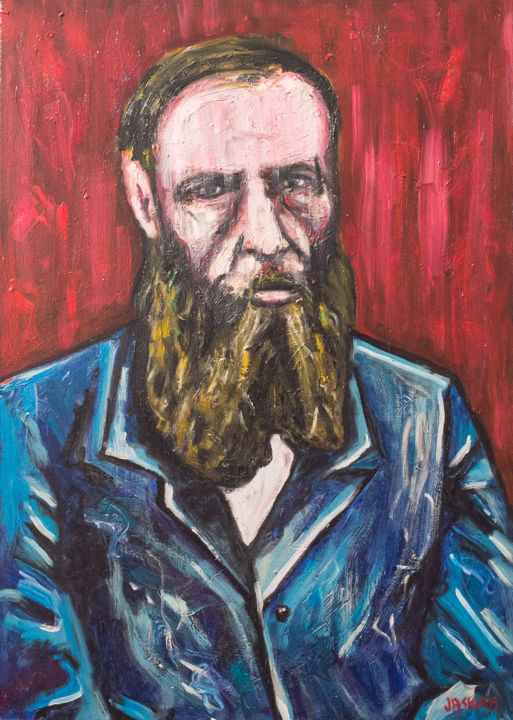 Schilderij getiteld "Portrait de Fiodor…" door Oldrich Jaskula, Origineel Kunstwerk, Olie