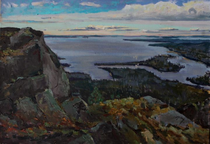Painting titled "Покой горы Киваки" by Akadii Poliakov, Original Artwork, Oil