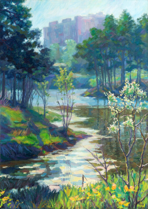 Painting titled "Morning" by Oleg Abzalov, Original Artwork, Oil
