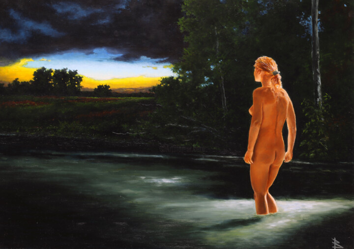 Картина под названием "Before the dawn" - Oleg Baulin, Подлинное произведение искусства, Масло Установлен на Деревянная рама…