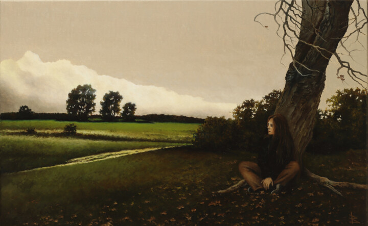 Pintura intitulada "Autumn melancholy" por Oleg Baulin, Obras de arte originais, Óleo Montado em Armação em madeira