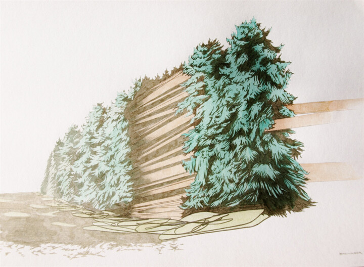 제목이 "Bäume"인 미술작품 Oleg Breininger로, 원작, 수채화