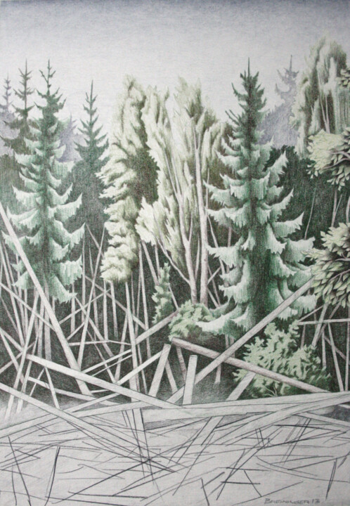 Drawing titled "Wald I" by Oleg Breininger, Original Artwork, Pencil