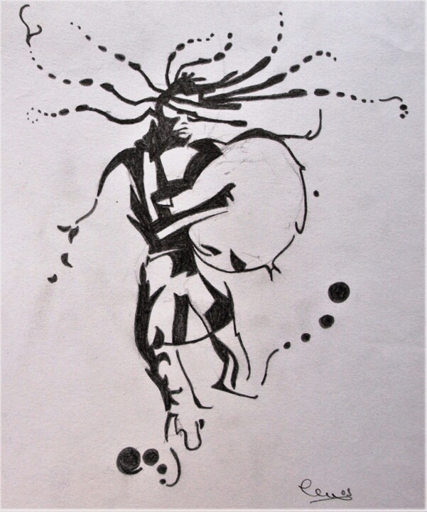 Dessin intitulée "Schamane (Studien)" par Oleg Breininger, Œuvre d'art originale, Crayon