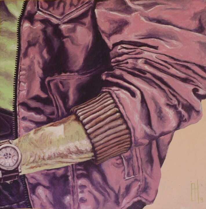 Peinture intitulée "rote Jacke" par Oleg Breininger, Œuvre d'art originale, Acrylique