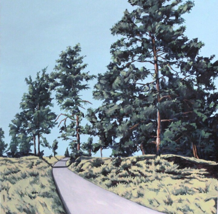 Schilderij getiteld "Betonweg" door Oleg Breininger, Origineel Kunstwerk, Olie