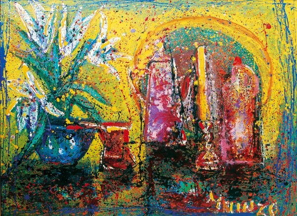 Painting titled "still life with lil…" by Oleg Grunzovski, Original Artwork