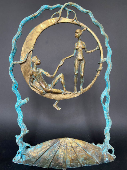 Sculpture titled "The crescent Moon a…" by Oleg Kalashnik, Original Art, Bronze