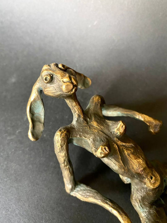 Sculpture titled "Bunny (III), small…" by Oleg Kalashnik, Original Art, Bronze