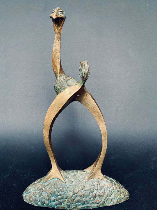「"Ostrich" small bro…」というタイトルの彫刻 Oleg Kalashnikによって, オリジナルのアートワーク, ブロンズ