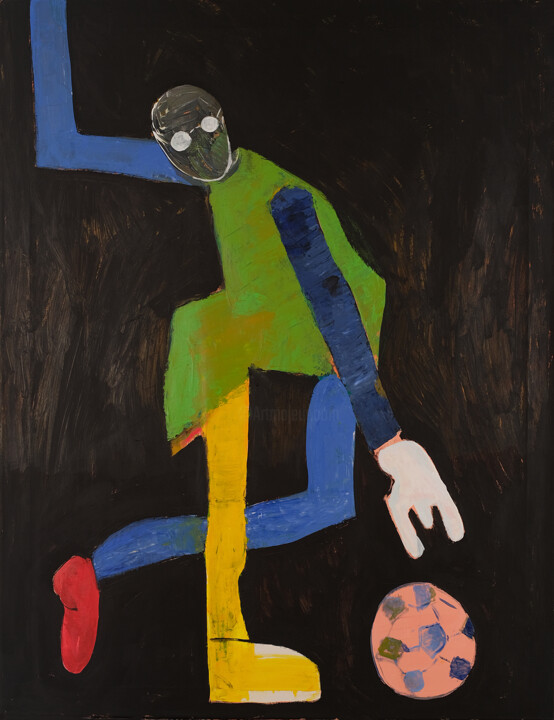 Malerei mit dem Titel "Football player 2" von Oleg Kaplan, Original-Kunstwerk, Acryl