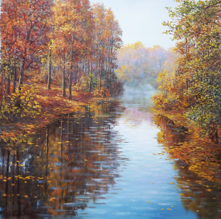 Картина под названием "Golden Autumn" - Oleg Riabchuk, Подлинное произведение искусства
