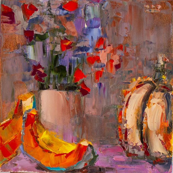 Painting titled "Still life of wildf…" by Oleg Sharapanovsky, Original Artwork, Oil Mounted on Wood Stretcher frame