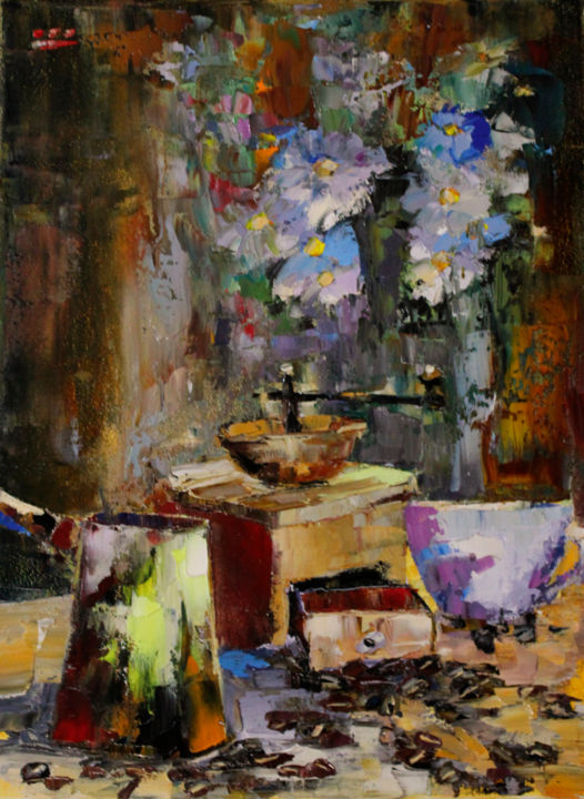 Pintura titulada "Coffee time. Still…" por Oleg Sharapanovsky, Obra de arte original, Oleo Montado en Bastidor de camilla de…