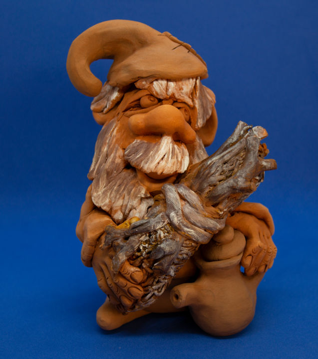 Sculpture titled "Forester with firew…" by Oleg Sharapanovsky, Original Art, Terra cotta